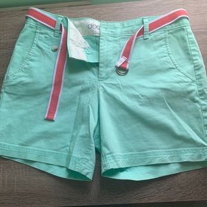 NWOT Dockers Light Green Shorts with Pink Belt 8